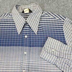 1970s JCPenney Shirt Men Large Digital Cowboy Large Collar Tapered Western VTG